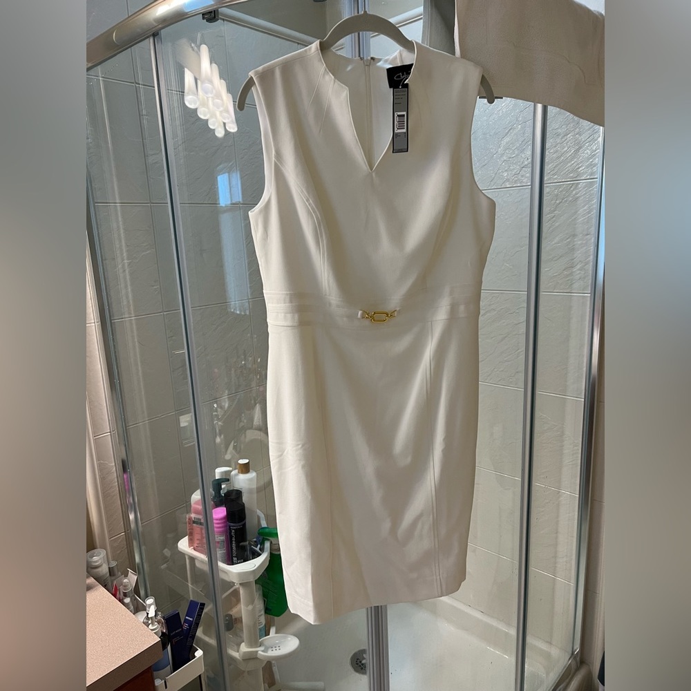 White sheath dress